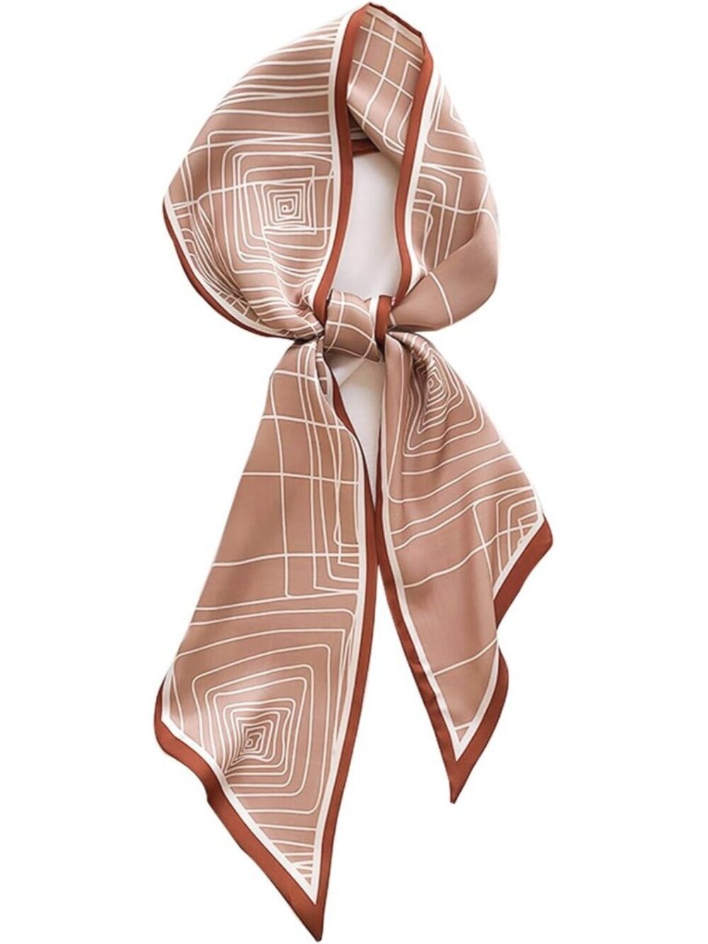 Women's Khaki Thread Border Elegant Oblique Angle Scarves Bag Scarfs